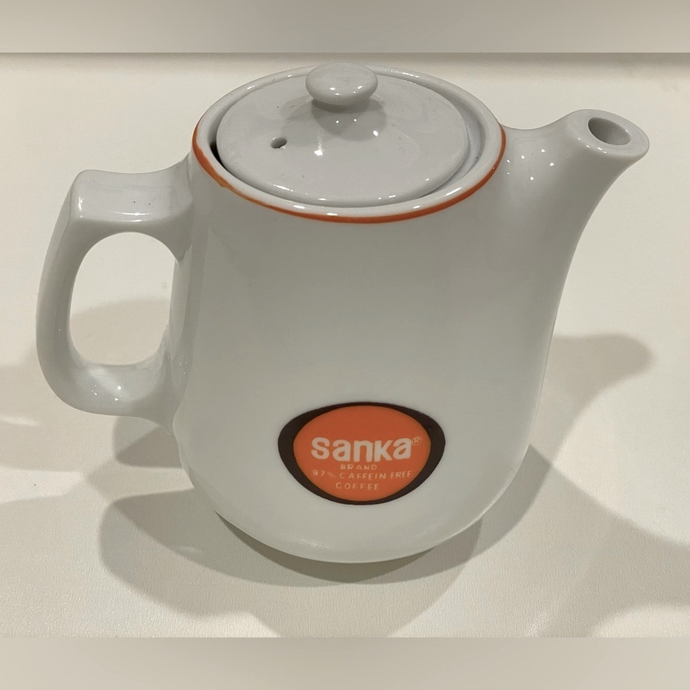 🥳BOGO! VTG Mini Sanka Coffee Pot w Lid. Excellent vintage condition. Rare!
